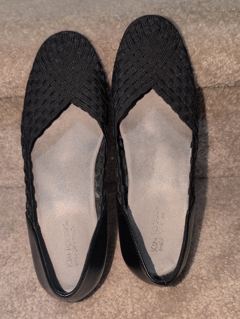 Kim Rogers Black Woven Slip-On Flats